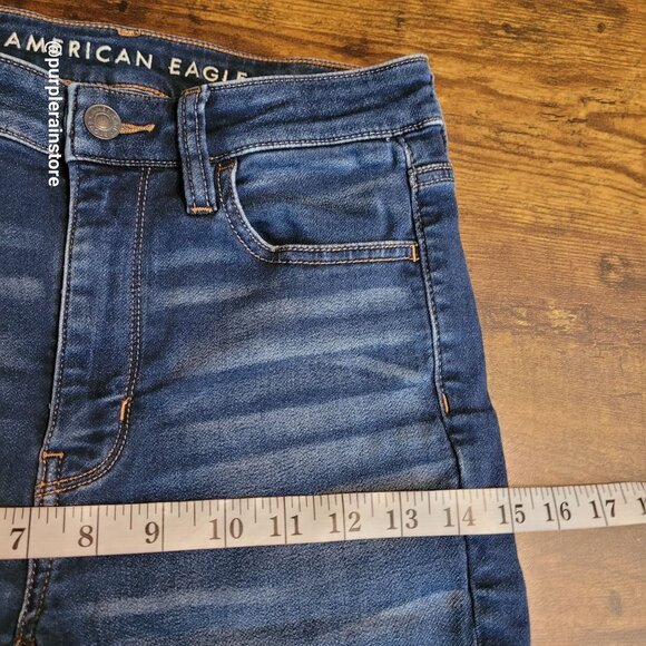 American Eagle Jeans 4 S Super Hi Rise Jegging Next Level Stretch Medium Dark - Picture 8 of 12